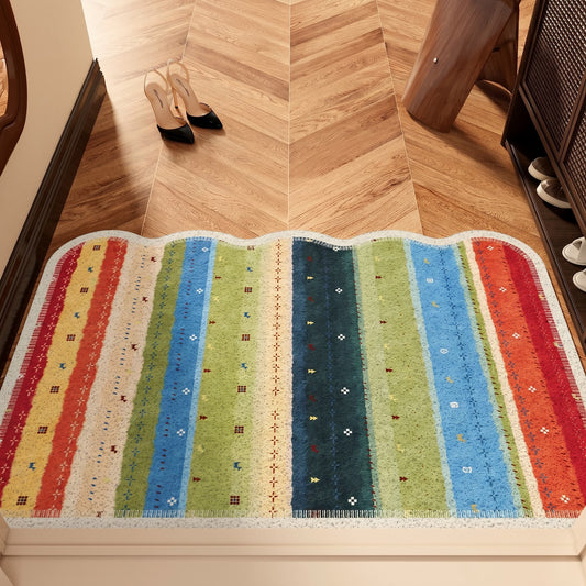 Tapis Ownkoti Boho à rayures arc-en-ciel en PVC antidérapant - 35'' × 47'' - image 0