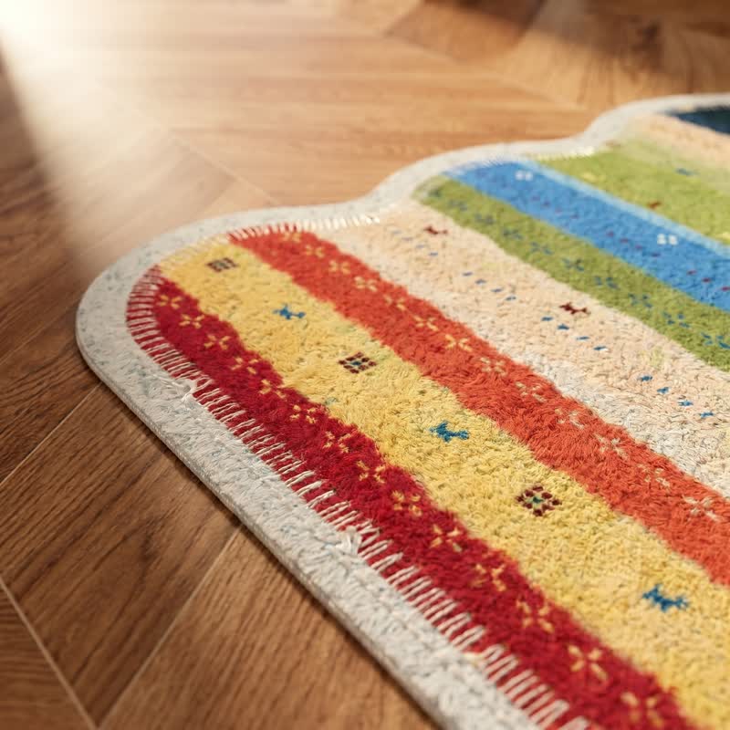Tapis Ownkoti Boho à rayures arc-en-ciel en PVC antidérapant - image 4