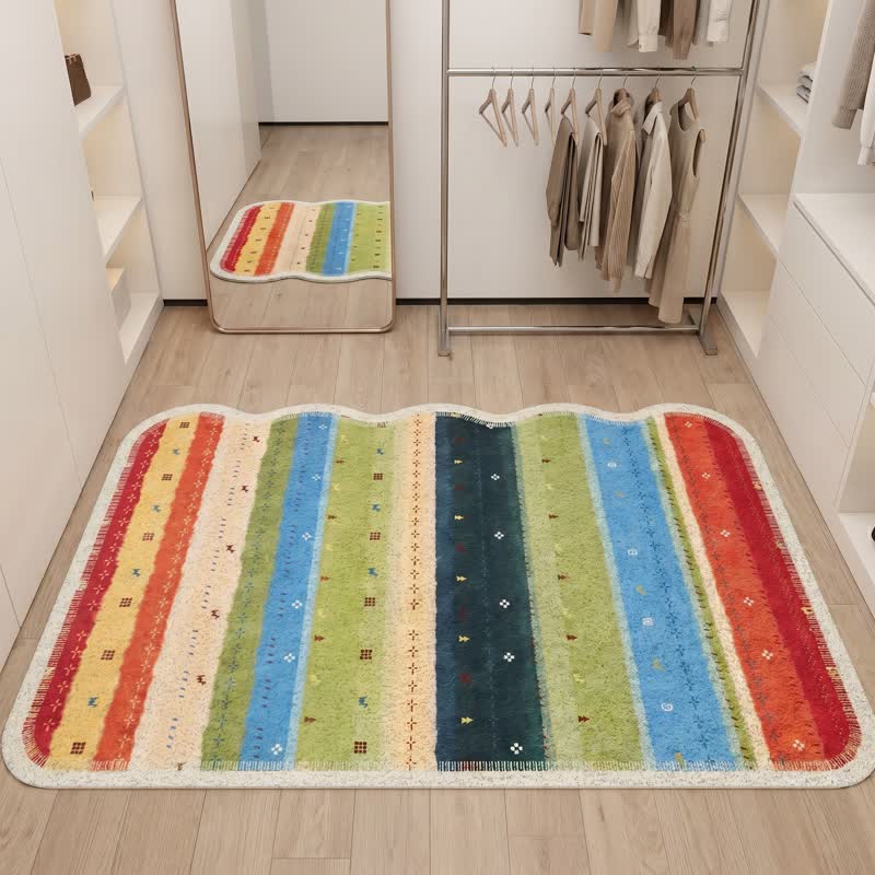 Tapis Ownkoti Boho à rayures arc-en-ciel en PVC antidérapant - image 3