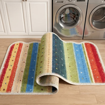 Tapis Ownkoti Boho à rayures arc-en-ciel en PVC antidérapant - image 5