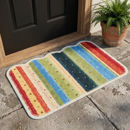 Tapis Ownkoti Boho à rayures arc-en-ciel en PVC antidérapant - image 2