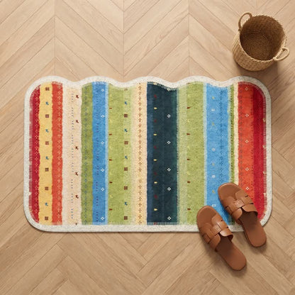 Tapis Ownkoti Boho à rayures arc-en-ciel en PVC antidérapant - image 1