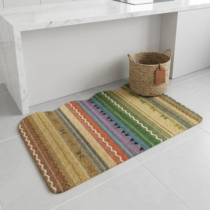 Tapis d'entrée antidérapant à rayures arc-en-ciel vintage Ownkoti - image 2