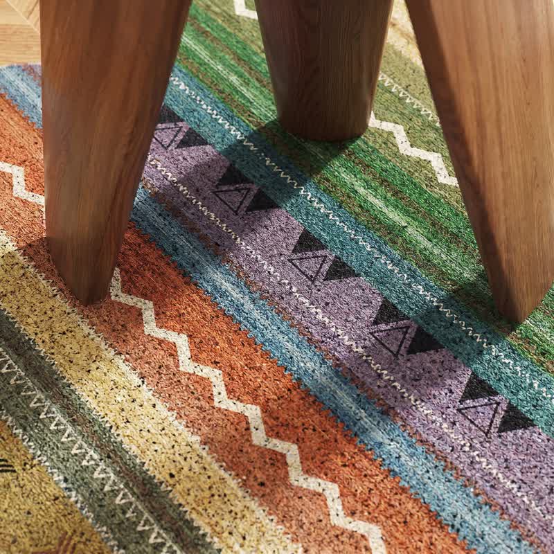 Tapis d'entrée antidérapant à rayures arc-en-ciel vintage Ownkoti - image 5