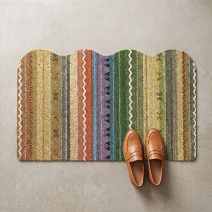 Tapis d'entrée antidérapant à rayures arc-en-ciel vintage Ownkoti - image 1
