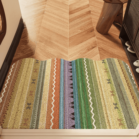 Tapis d'entrée antidérapant à rayures arc-en-ciel vintage Ownkoti - 35'' × 47'' - image 0