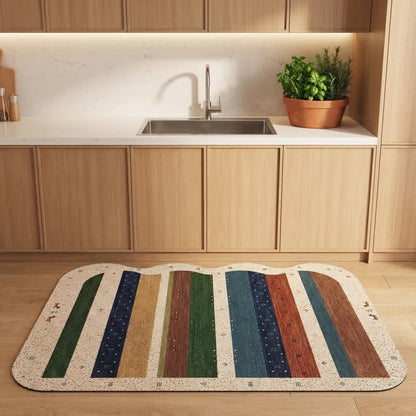Tapis de porte à rayures bohèmes à bords ondulés Ownkoti - image 1