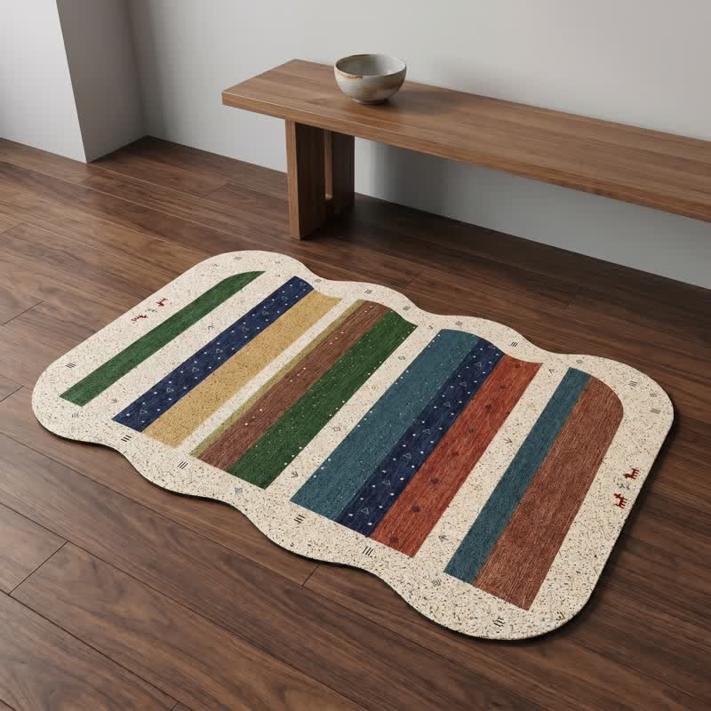 Tapis de porte à rayures bohèmes à bords ondulés Ownkoti - image 4