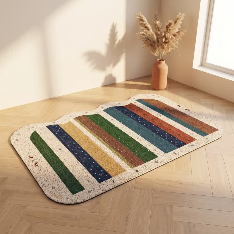 Tapis de porte à rayures bohèmes à bords ondulés Ownkoti - image 3