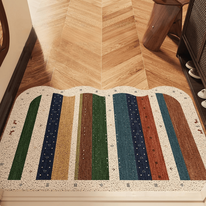 Tapis de porte à rayures bohèmes à bords ondulés Ownkoti - 35'' × 47'' - image 0