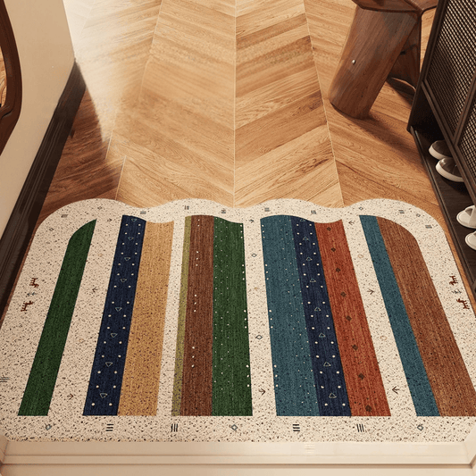 Tapis de porte à rayures bohèmes à bords ondulés Ownkoti - 35'' × 47'' - image 0