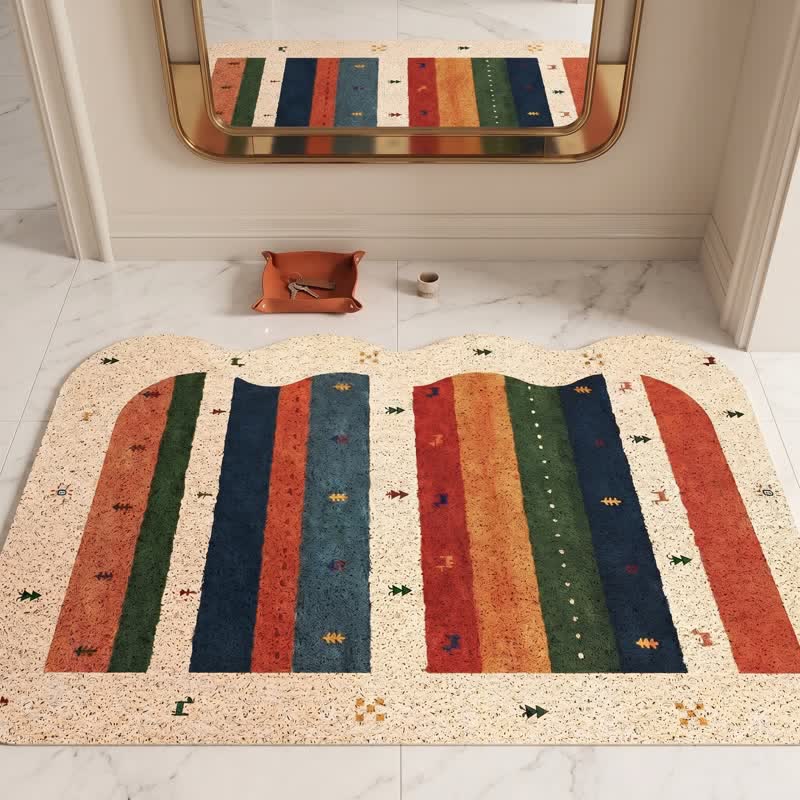 Tapis de porte Ownkoti Vintage Tribal Arc-en-ciel en PVC - image 2