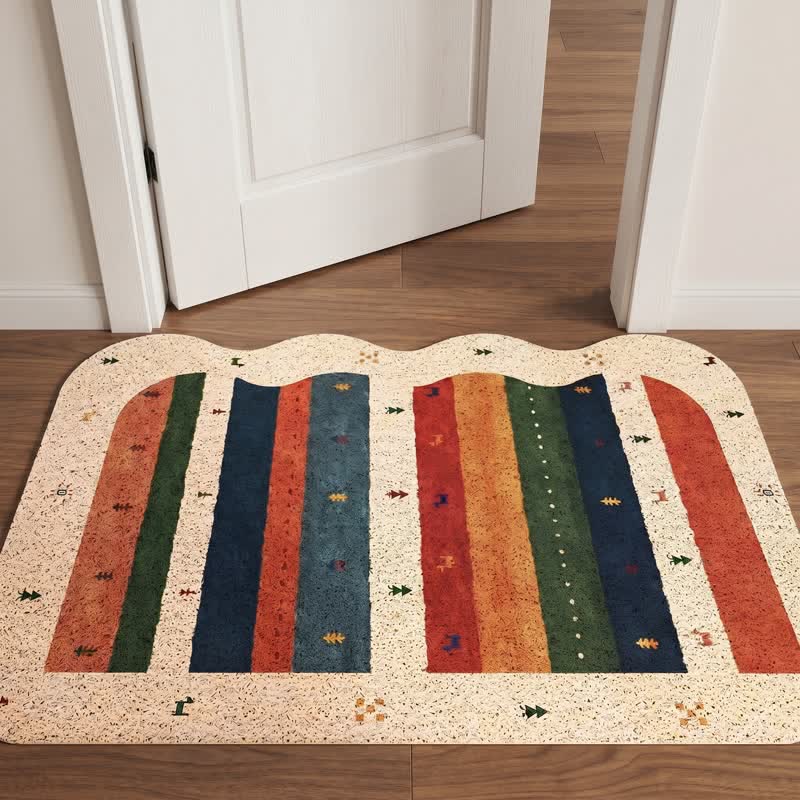 Tapis de porte Ownkoti Vintage Tribal Arc-en-ciel en PVC - image 3