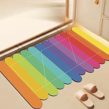Tapis de bain de boue de diatomées Ownkoti à rayures arc-en-ciel modernes - 31'' × 47'' - UN - image 0