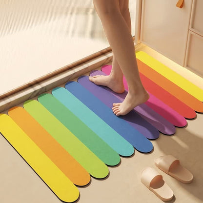 Tapis de bain de boue de diatomées Ownkoti à rayures arc-en-ciel modernes - image 3