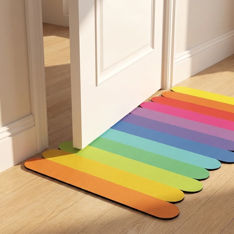 Tapis de bain de boue de diatomées Ownkoti à rayures arc-en-ciel modernes - image 5