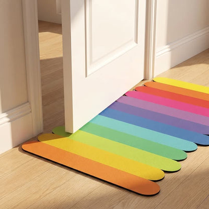 Tapis de bain de boue de diatomées Ownkoti à rayures arc-en-ciel modernes - image 5