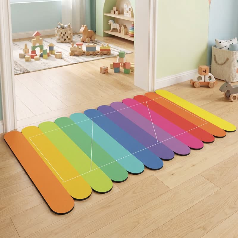 Tapis de bain de boue de diatomées Ownkoti à rayures arc-en-ciel modernes - image 2
