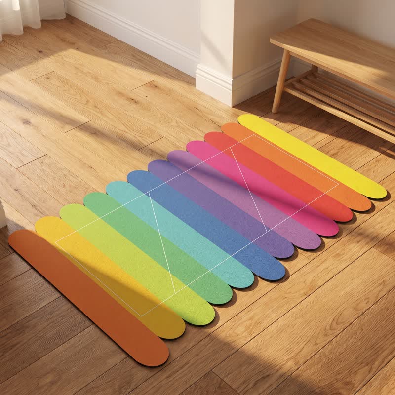 Tapis de bain de boue de diatomées Ownkoti à rayures arc-en-ciel modernes - image 4