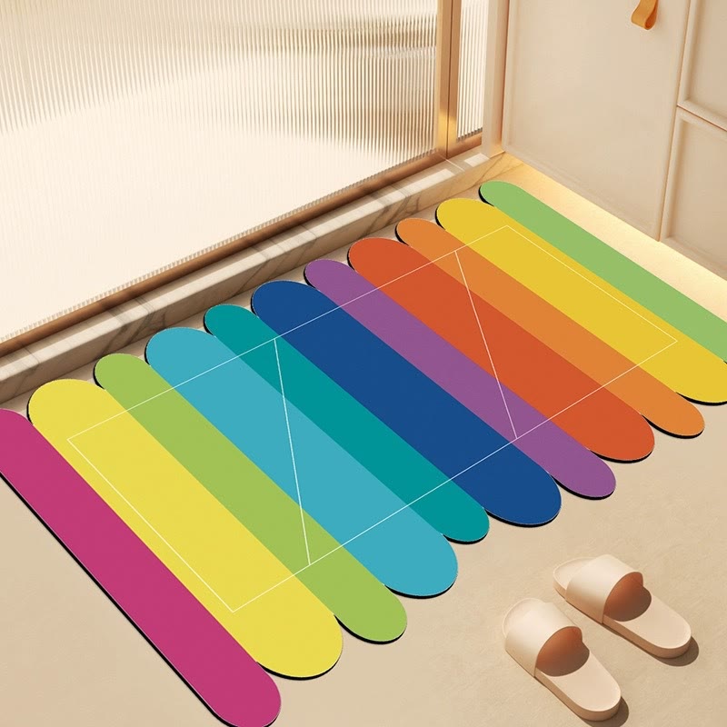 Tapis de bain de boue de diatomées Ownkoti à rayures arc-en-ciel modernes - 31'' × 47'' - B - image 7