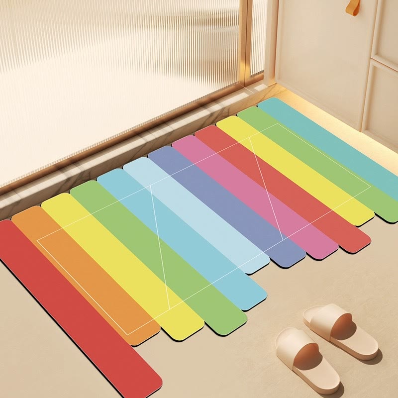 Tapis de bain de boue de diatomées Ownkoti à rayures arc-en-ciel modernes - 31'' × 47'' - C - image 6