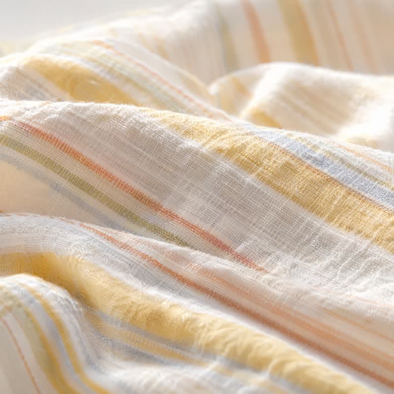 Ensemble de literie Ownkoti Nordic à rayures multicolores en coton lavé - image 4