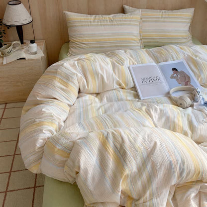 Ensemble de literie Ownkoti Nordic à rayures multicolores en coton lavé - image 3