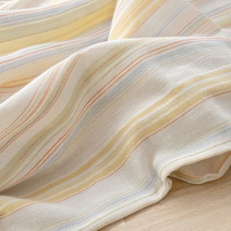 Ensemble de literie Ownkoti Nordic à rayures multicolores en coton lavé - image 5
