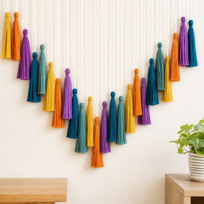 Décoration de guirlande à pompons arc-en-ciel en coton tissé à la main Ownkoti - image 3