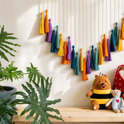 Décoration de guirlande à pompons arc-en-ciel en coton tissé à la main Ownkoti - image 4