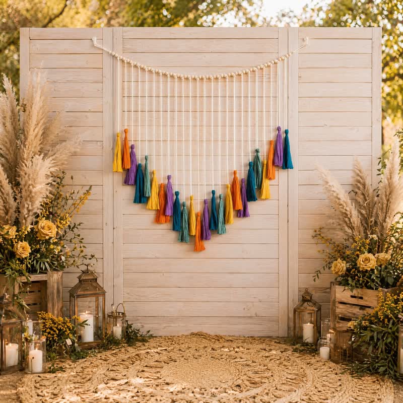 Décoration de guirlande à pompons arc-en-ciel en coton tissé à la main Ownkoti - image 2