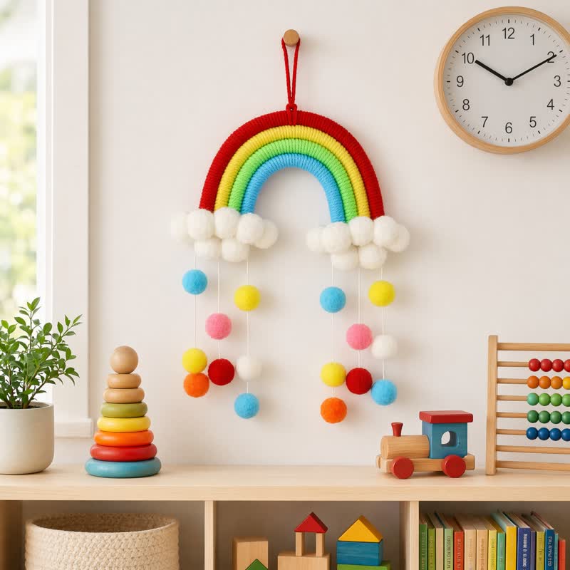 Décoration murale arc-en-ciel nordique tissée à la main Ownkoti - Arc-en-ciel - 13'' × 10'' - image 0