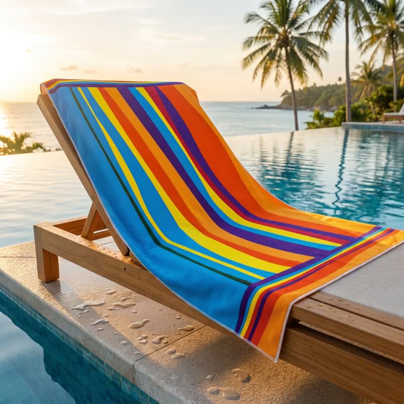 Serviette de plage en microfibre à rayures arc-en-ciel Ownkoti - image 0