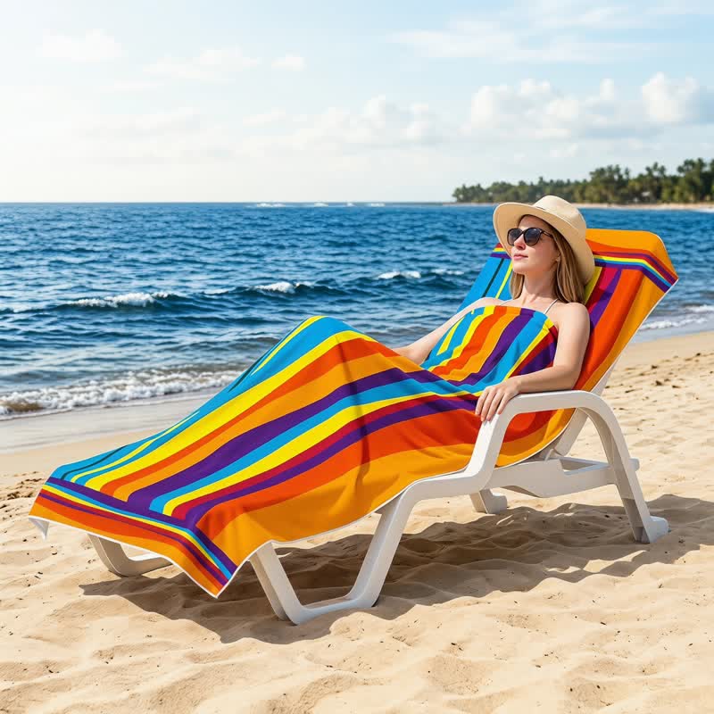 Serviette de plage en microfibre à rayures arc-en-ciel Ownkoti - image 2