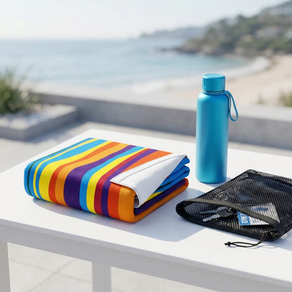 Serviette de plage en microfibre à rayures arc-en-ciel Ownkoti - image 6
