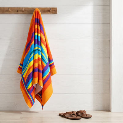 Serviette de plage en microfibre à rayures arc-en-ciel Ownkoti - image 3