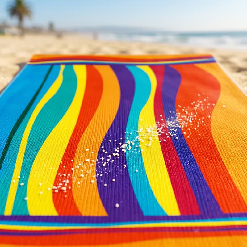 Serviette de plage en microfibre à rayures arc-en-ciel Ownkoti - image 4