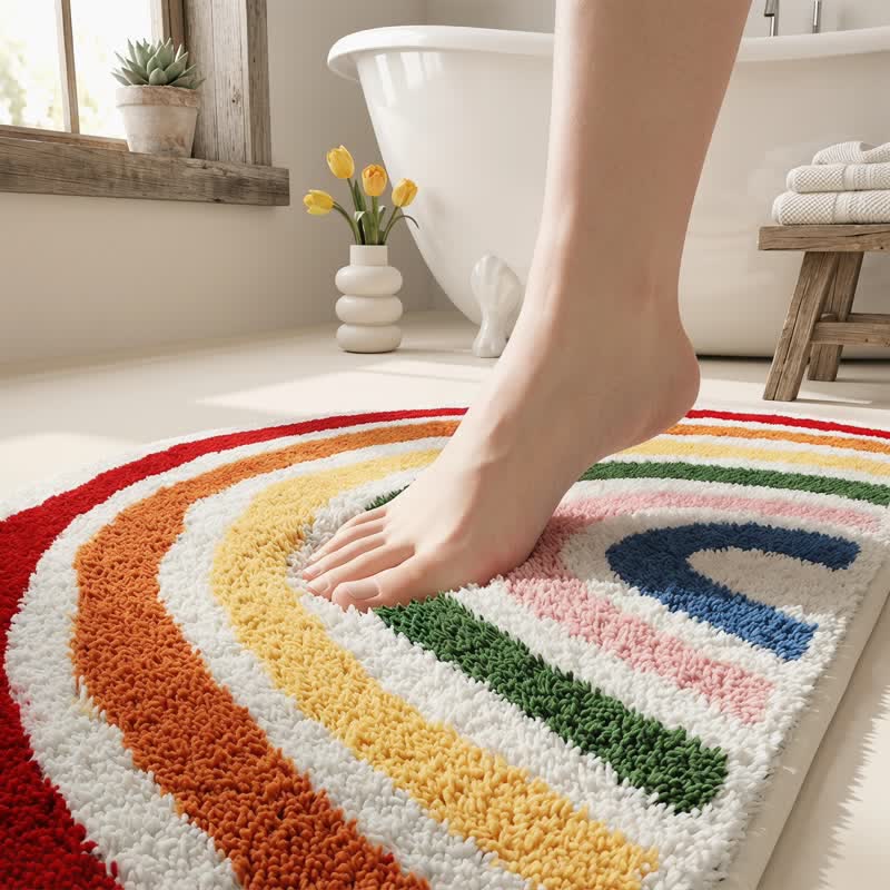 Tapis de bain Ownkoti Rainbow Arch en faux cachemire - image 5