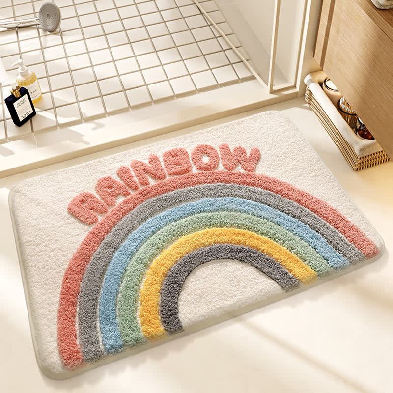 Tapis de bain en peluche arc-en-ciel moderne Ownkoti - Arc-en-ciel - 31'' × 47'' - image 0