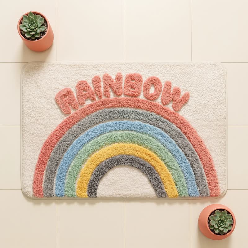 Tapis de bain en peluche arc-en-ciel moderne Ownkoti - image 1