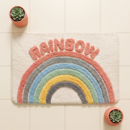 Tapis de bain en peluche arc-en-ciel moderne Ownkoti - image 1