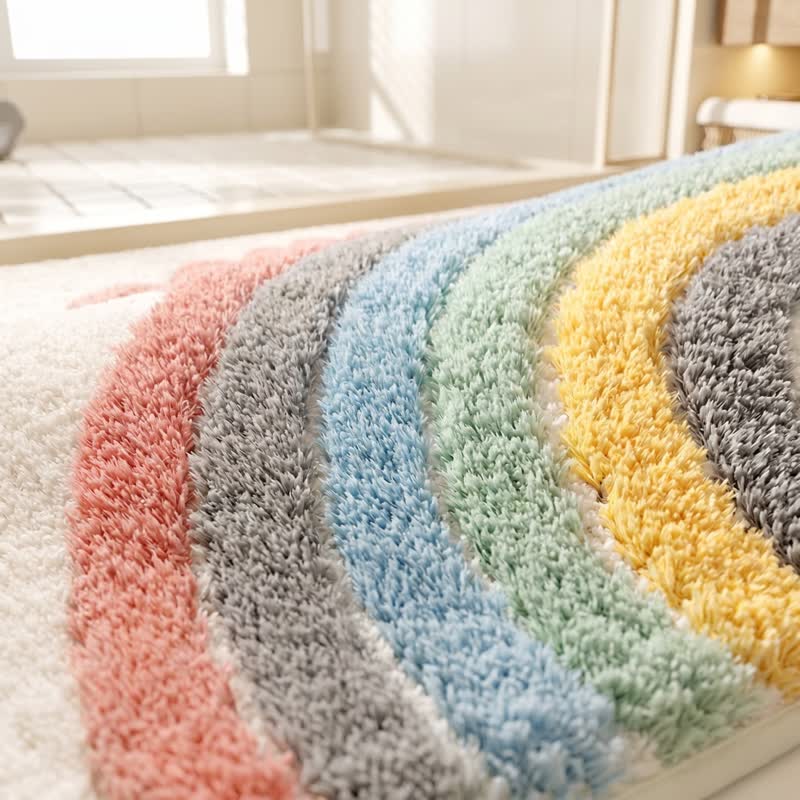 Tapis de bain en peluche arc-en-ciel moderne Ownkoti - image 6