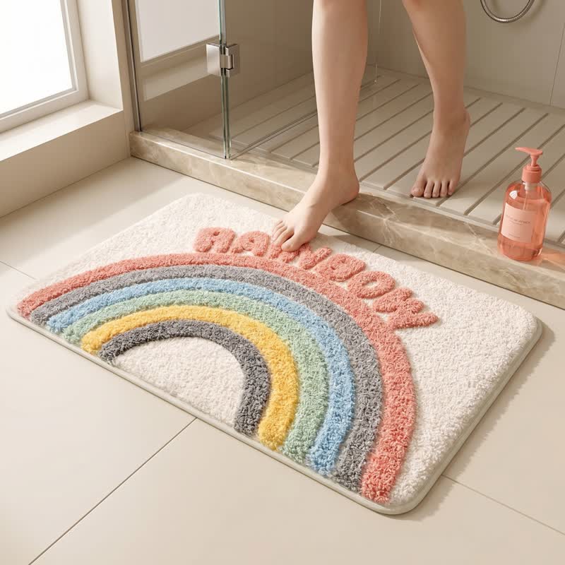 Tapis de bain en peluche arc-en-ciel moderne Ownkoti - image 3
