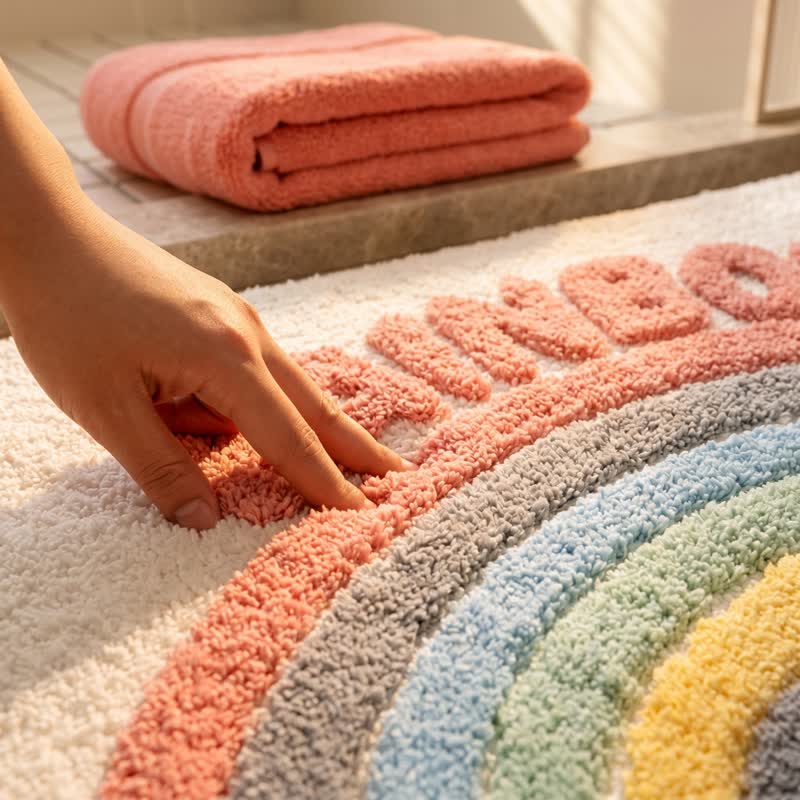 Tapis de bain en peluche arc-en-ciel moderne Ownkoti - image 5