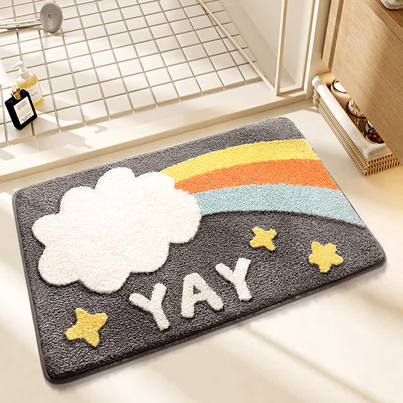 Tapis de bain Ownkoti YAY Rainbow en faux cachemire - Gris sombre - 31'' × 47'' - image 0