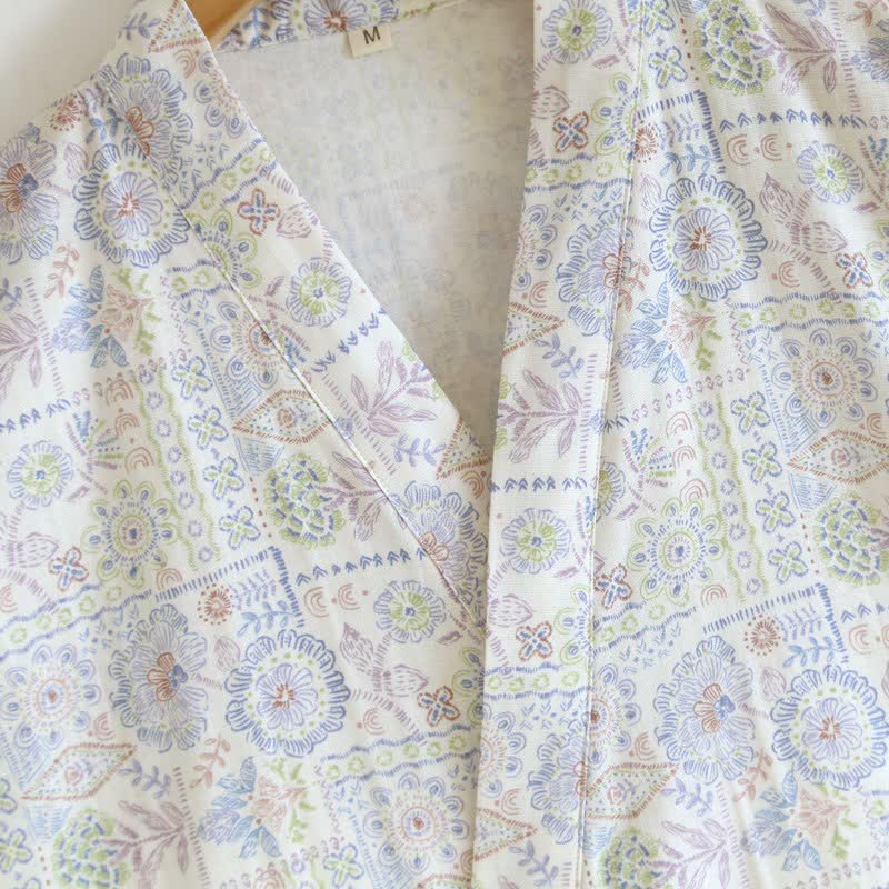 Kimono ethnique vintage en coton à motif floral Ownkoti - image 8