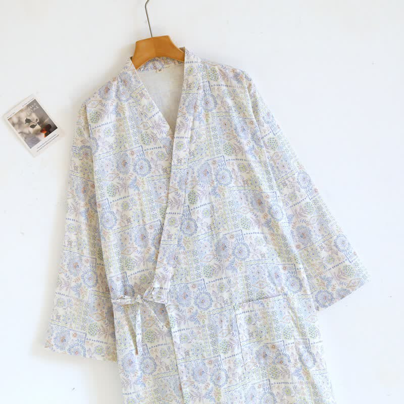 Kimono ethnique vintage en coton à motif floral Ownkoti - image 6