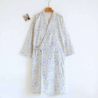 Kimono ethnique vintage en coton à motif floral Ownkoti - Bleu - L - image 4