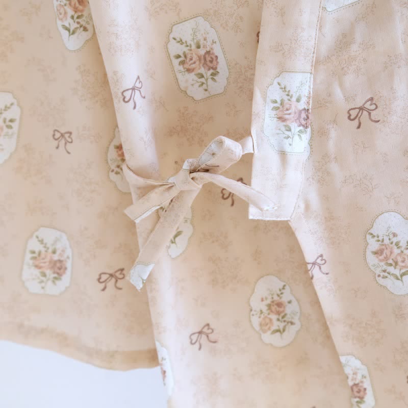 Peignoir kimono en coton Ownkoti à motif rose et nœud. - image 8