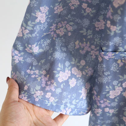 Kimono Ownkoti en coton bleu rustique à fleurs - image 7